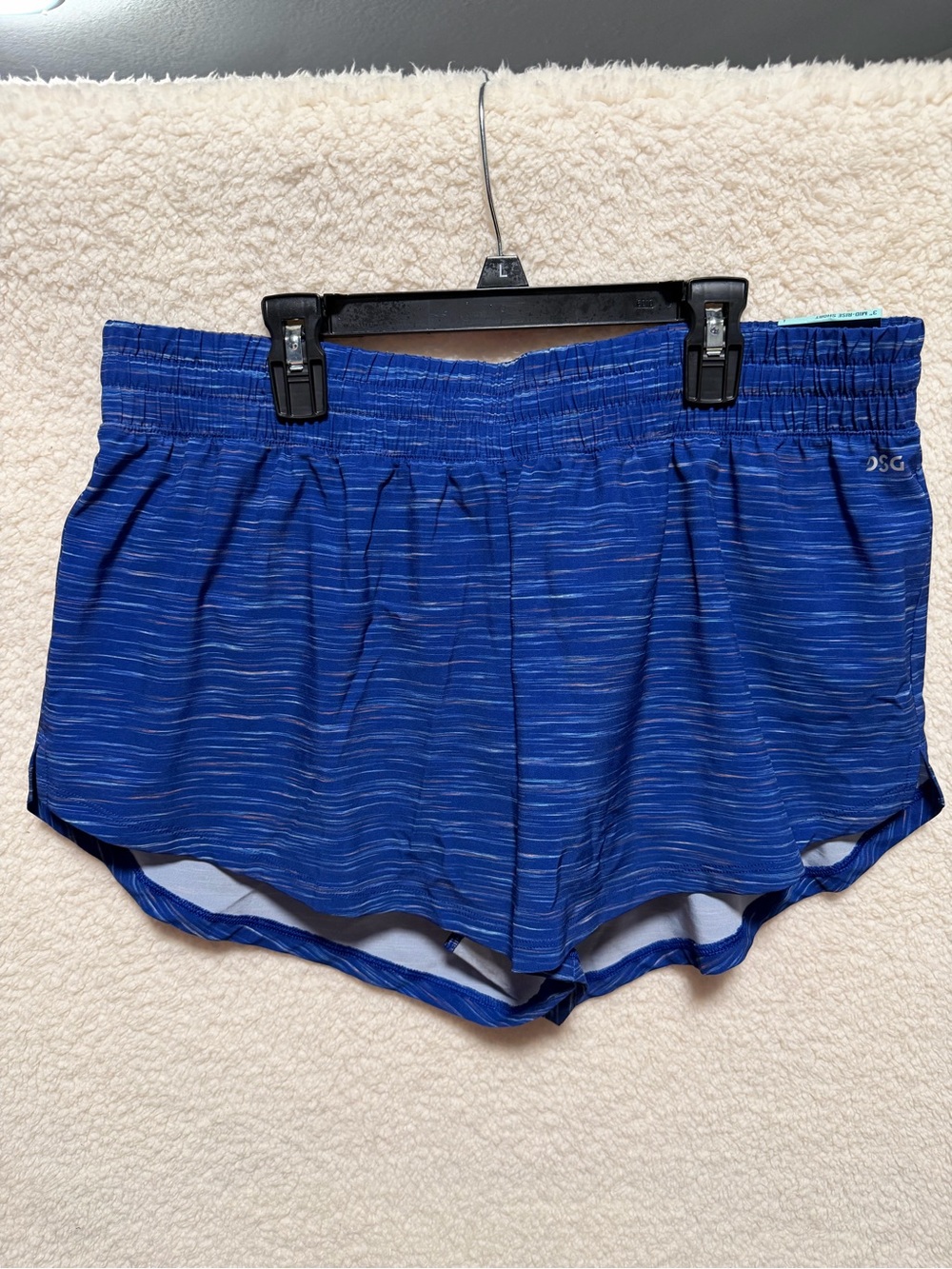 DSG Blue Lined Striped Athletic Stride Running Shorts Size Large NEW